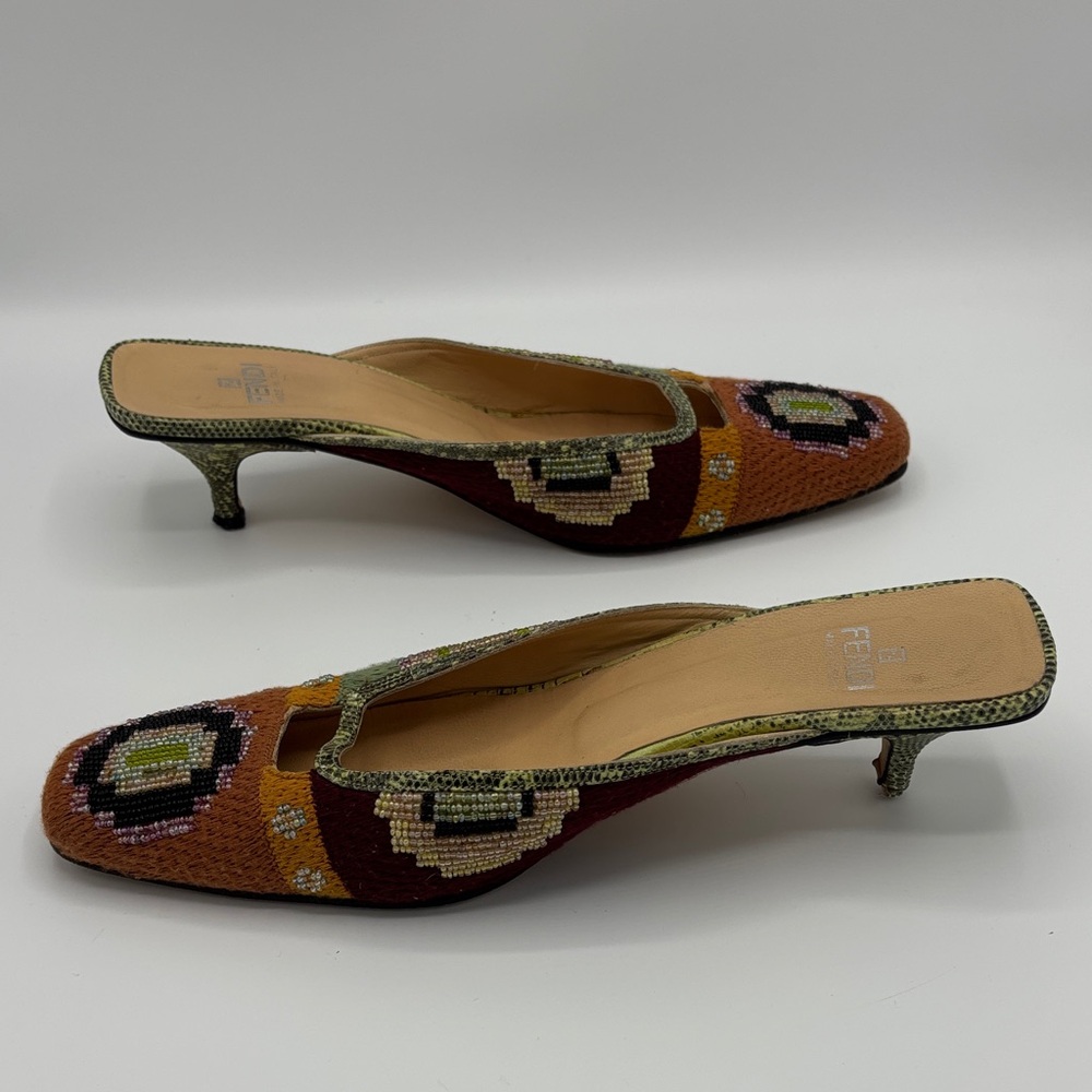 Fendi Beaded Multicolor Mule Heels - Women - Size 9 - Picture 8 of 12